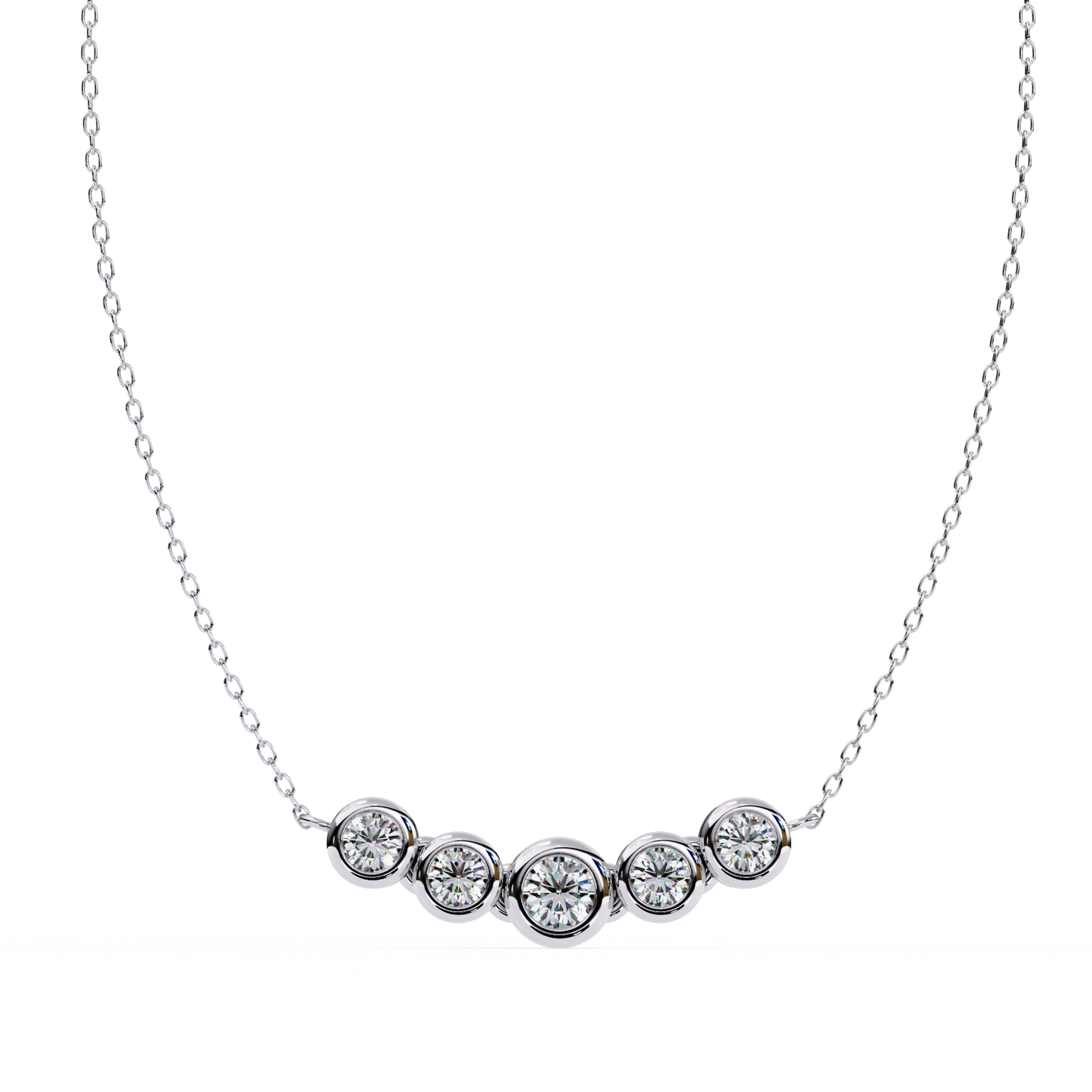 The Empress Five-Stone Graduated Bar Pendant- 0.26 Ct Round Cut Diamonds