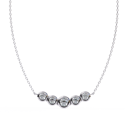 The Empress Five-Stone Graduated Bar Pendant- 0.26 Ct Round Cut Diamonds