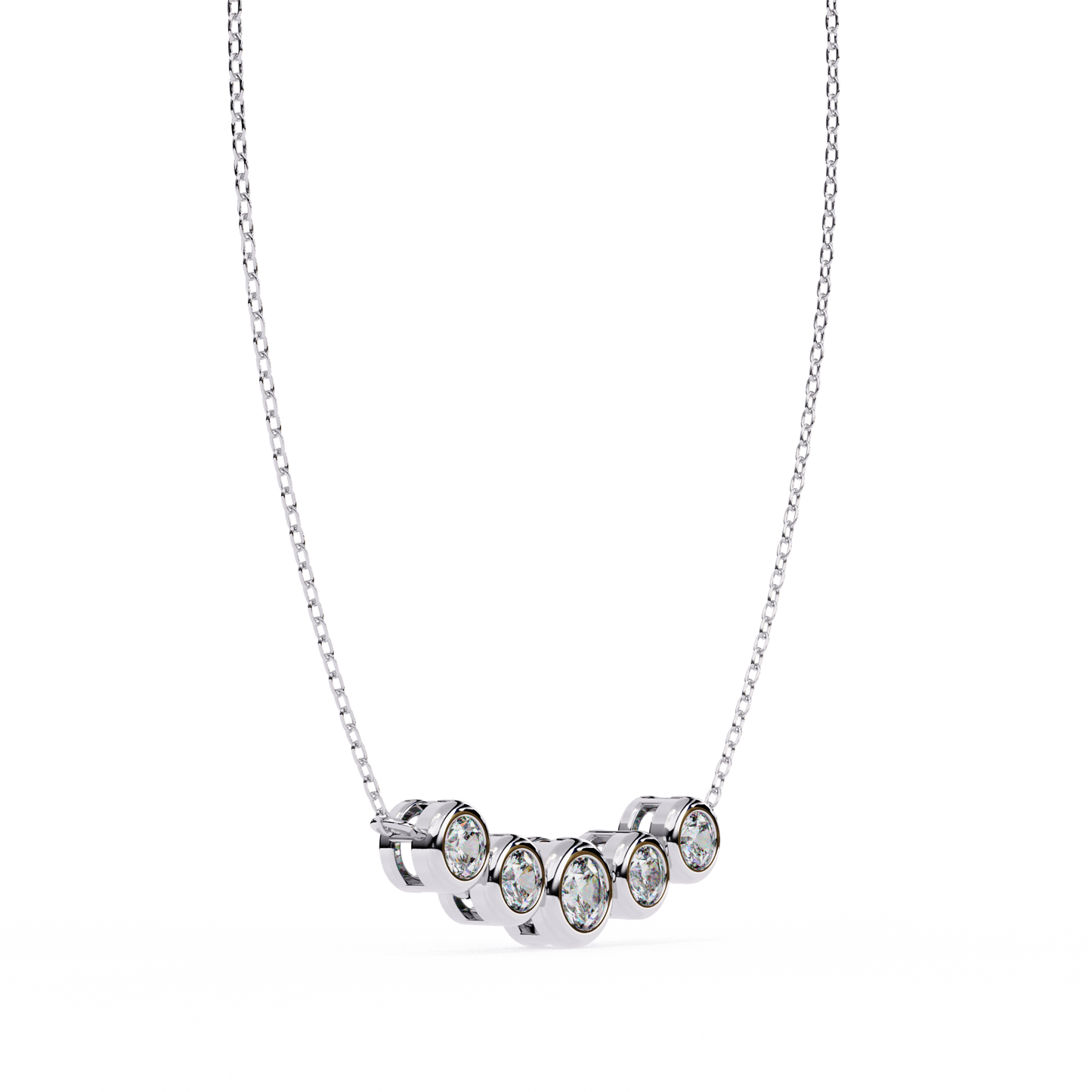 The Empress Five-Stone Graduated Bar Pendant- 0.26 Ct Round Cut Diamonds