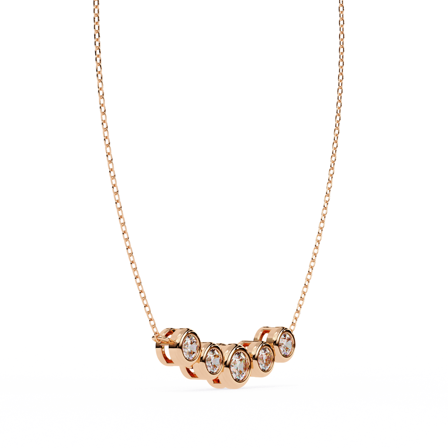 The Empress Five-Stone Graduated Bar Pendant- 0.26 Ct Round Cut Diamonds