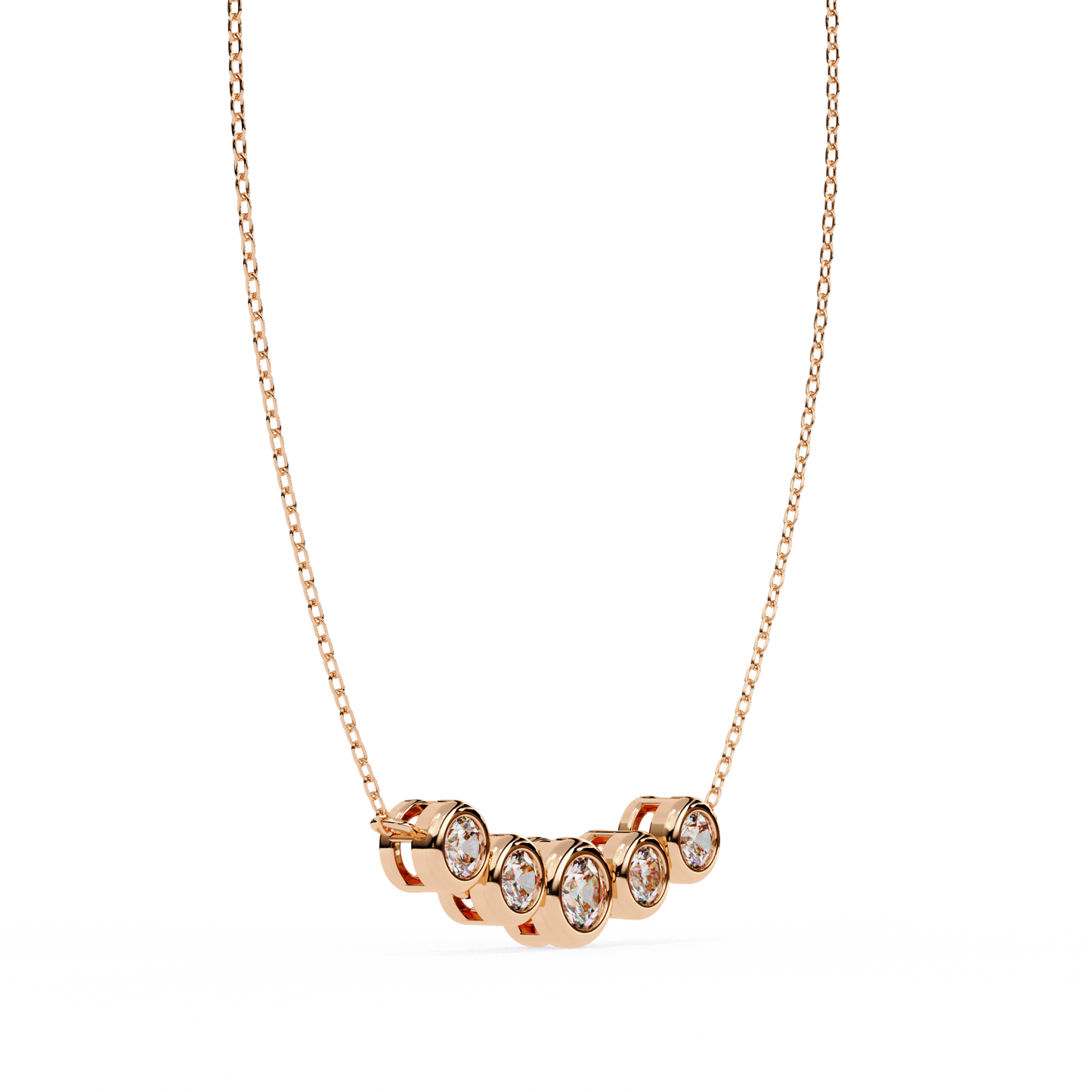 The Empress Five-Stone Graduated Bar Pendant- 0.26 Ct Round Cut Diamonds
