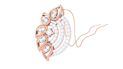 Floral & Geometric Fusion Golden Pendant - 0.44 Ct Diamonds
