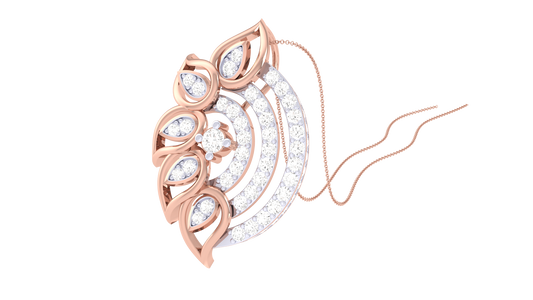 Floral & Geometric Fusion Golden Pendant - 0.44 Ct Diamonds