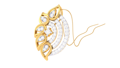 Floral & Geometric Fusion Golden Pendant - 0.44 Ct Diamonds