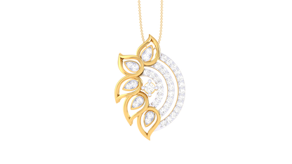 Floral & Geometric Fusion Golden Pendant - 0.44 Ct Diamonds