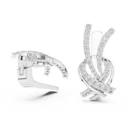 0.51CTW Diamond Ribbon Knot Huggie Earrings in Yellow Gold