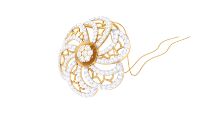 Filigree Petals Bloom Pendant In Gold - 1.04 Ct Brilliant Cut Diamonds