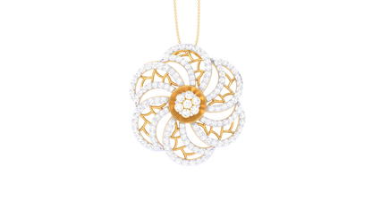 Filigree Petals Bloom Pendant In Gold - 1.04 Ct Brilliant Cut Diamonds