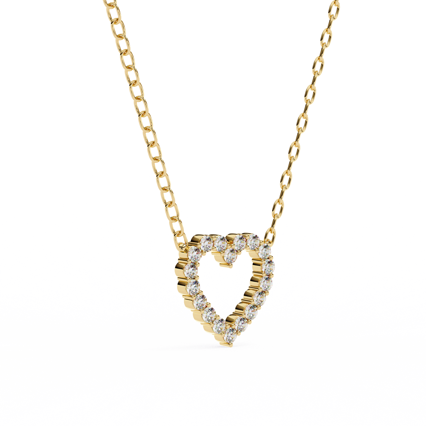 0.37ct Brilliant-Cut Diamond Pavé Heart Pendent Necklace in Yellow Gold Vermeil