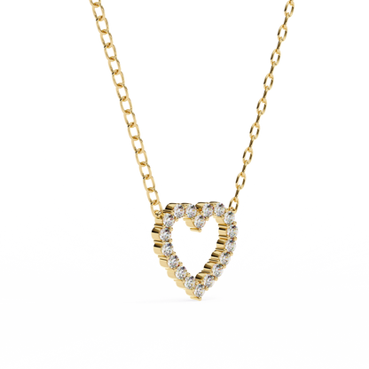 0.37ct Brilliant-Cut Diamond Pavé Heart Pendent Necklace in Yellow Gold Vermeil
