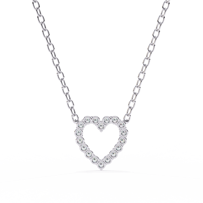 0.37ct Brilliant-Cut Diamond Pavé Heart Pendent Necklace in Yellow Gold Vermeil