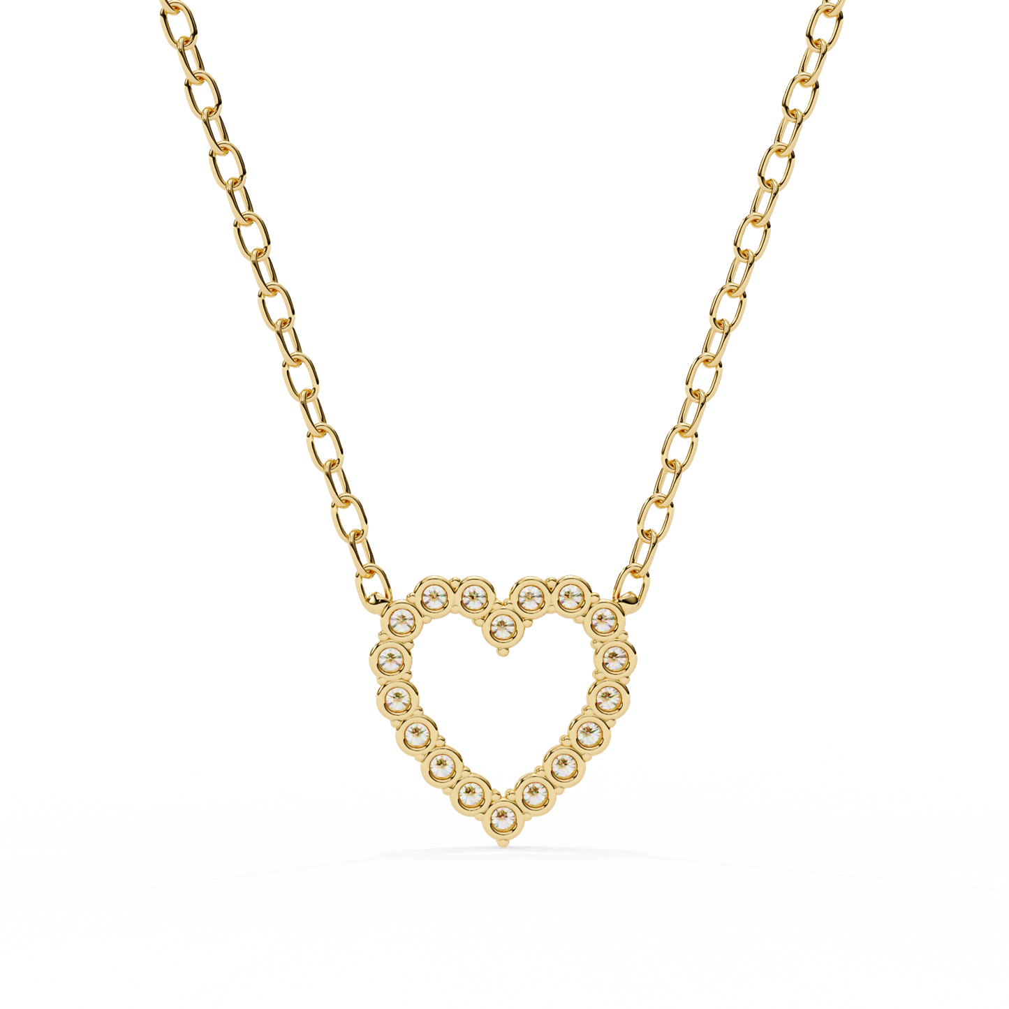 0.37ct Brilliant-Cut Diamond Pavé Heart Pendent Necklace in Yellow Gold Vermeil