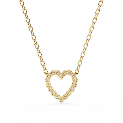 0.37ct Brilliant-Cut Diamond Pavé Heart Pendent Necklace in Yellow Gold Vermeil
