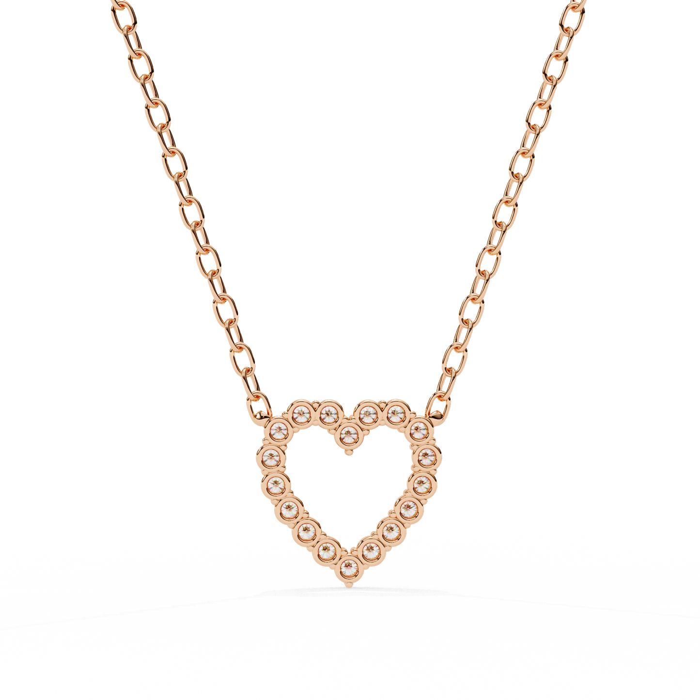 0.37ct Brilliant-Cut Diamond Pavé Heart Pendent Necklace in Yellow Gold Vermeil