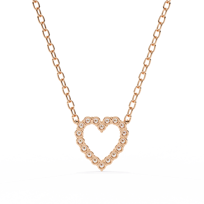 0.37ct Brilliant-Cut Diamond Pavé Heart Pendent Necklace in Yellow Gold Vermeil