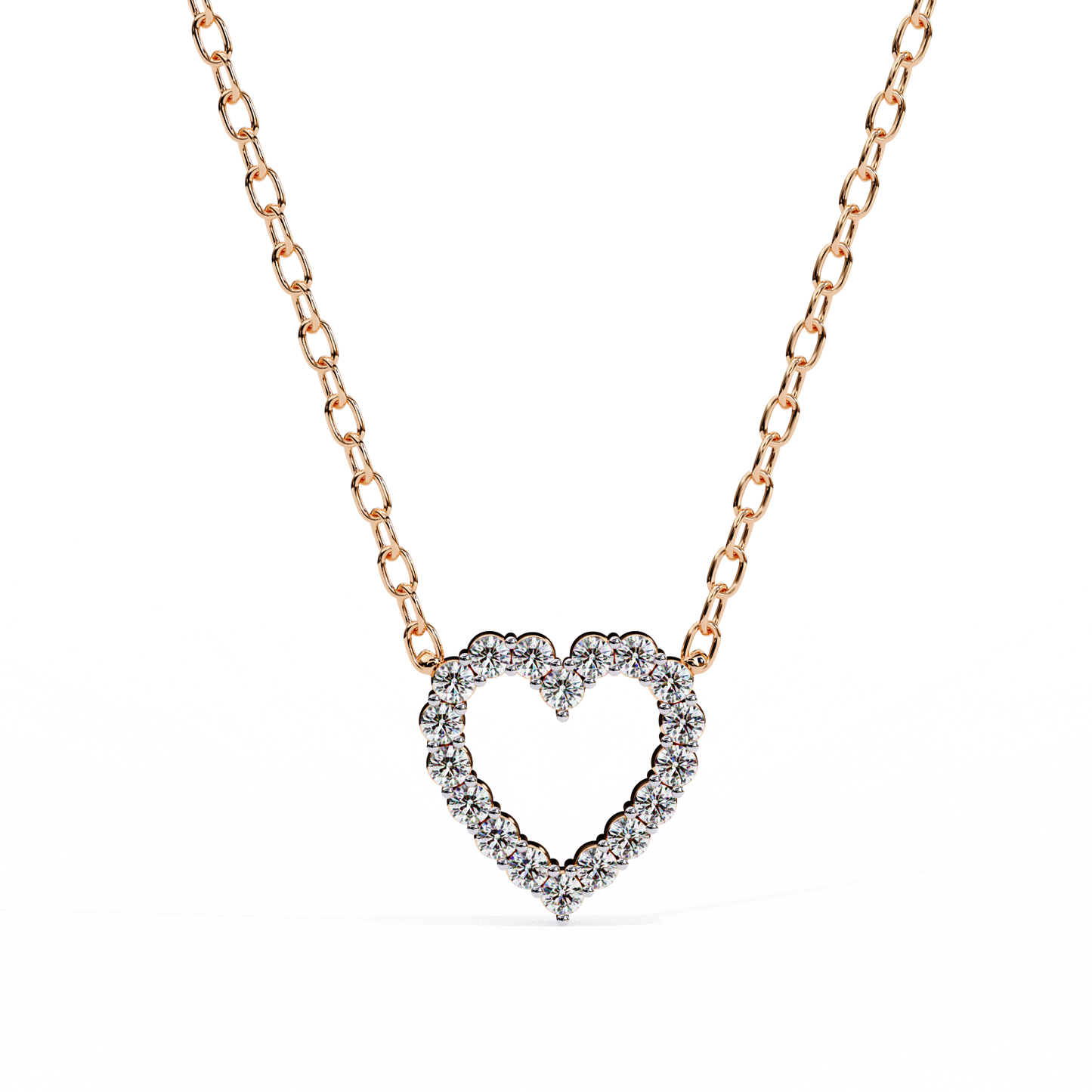 0.37ct Brilliant-Cut Diamond Pavé Heart Pendent Necklace in Yellow Gold Vermeil