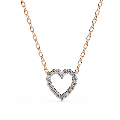 0.37ct Brilliant-Cut Diamond Pavé Heart Pendent Necklace in Yellow Gold Vermeil