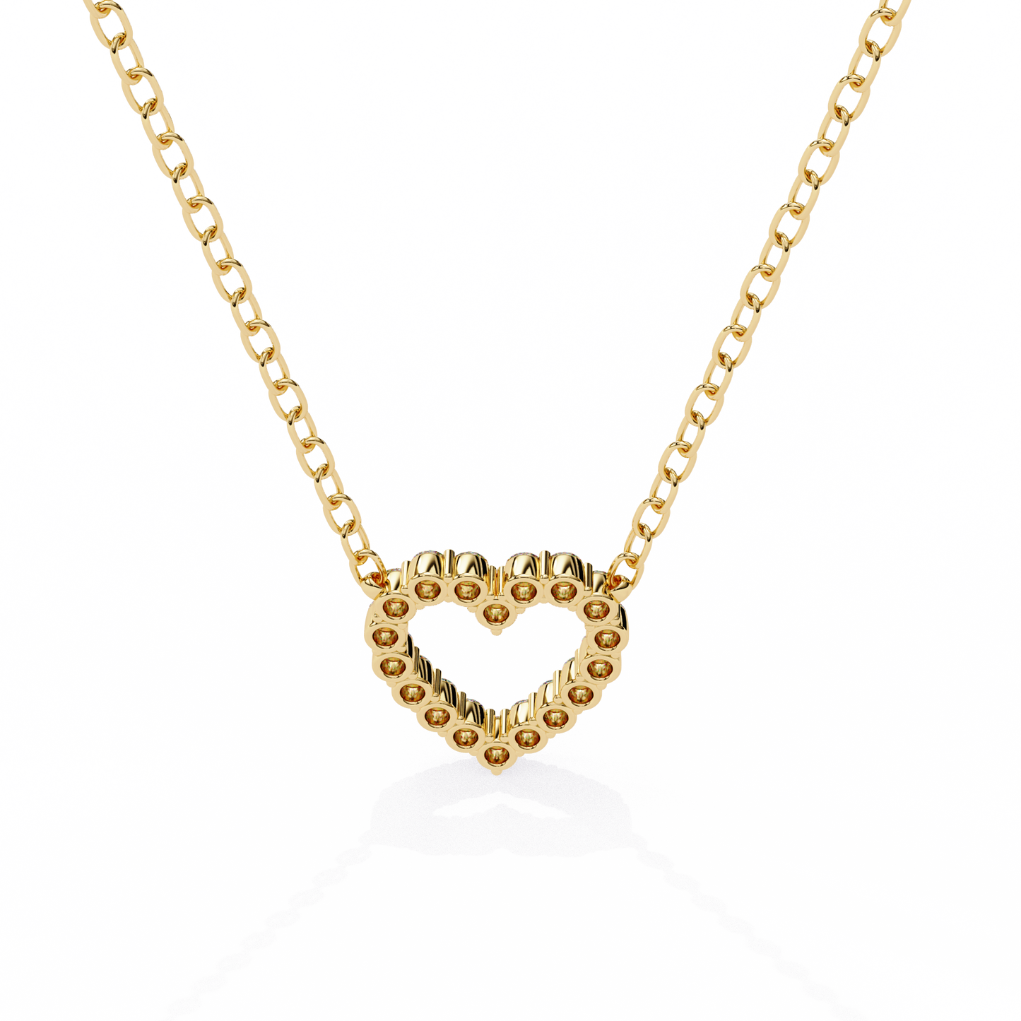 0.37ct Brilliant-Cut Diamond Pavé Heart Pendent Necklace in Yellow Gold Vermeil