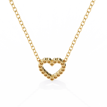 0.37ct Brilliant-Cut Diamond Pavé Heart Pendent Necklace in Yellow Gold Vermeil