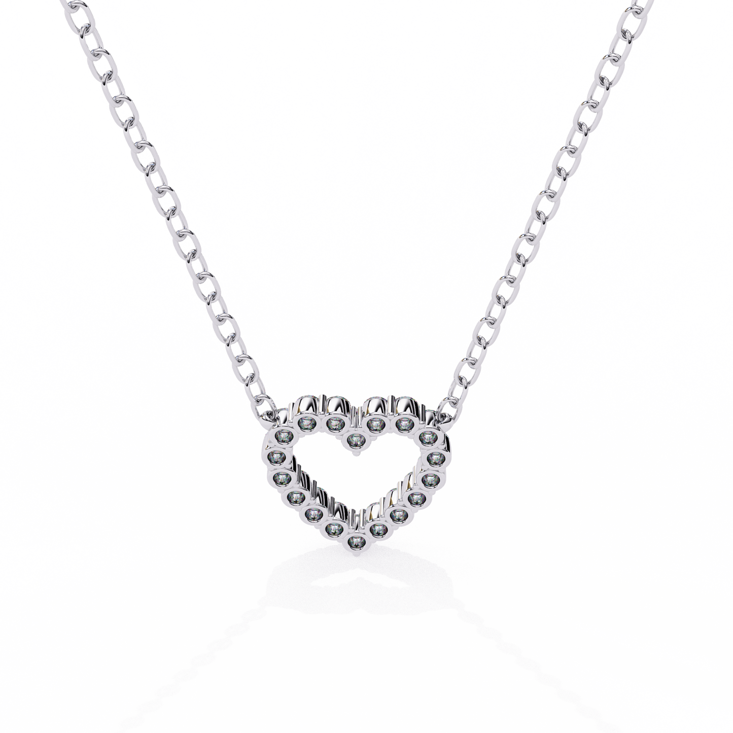 0.37ct Brilliant-Cut Diamond Pavé Heart Pendent Necklace in Yellow Gold Vermeil