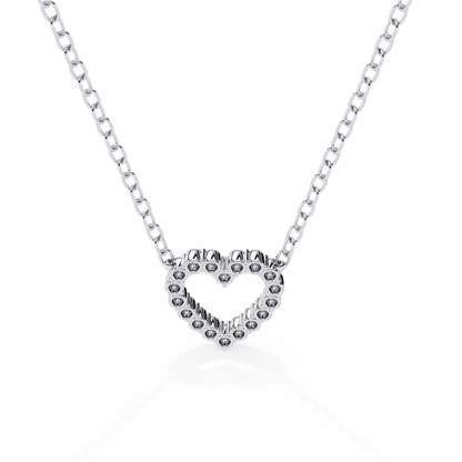 0.37ct Brilliant-Cut Diamond Pavé Heart Pendent Necklace in Yellow Gold Vermeil