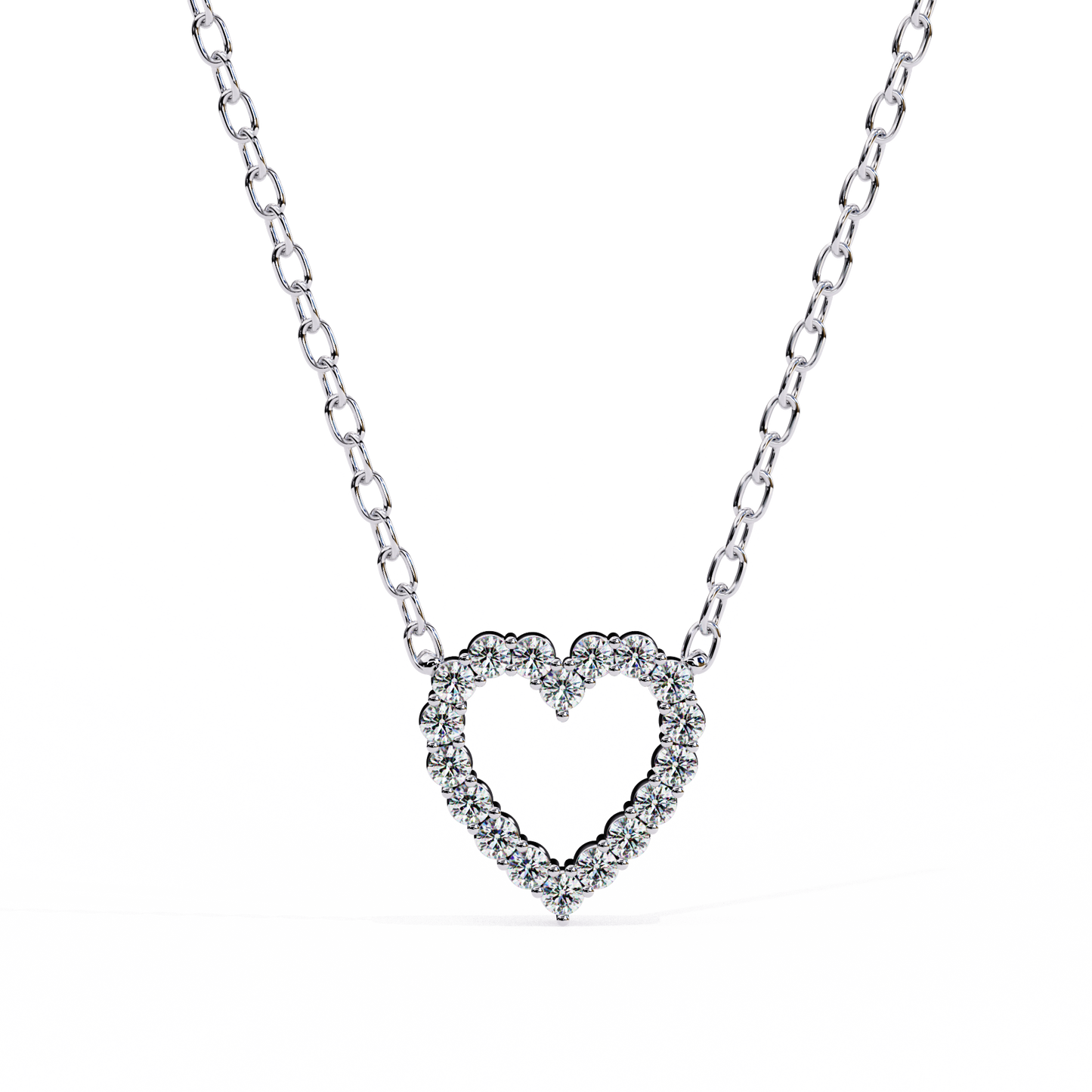 0.37ct Brilliant-Cut Diamond Pavé Heart Pendent Necklace in Yellow Gold Vermeil
