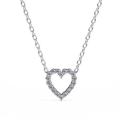 0.37ct Brilliant-Cut Diamond Pavé Heart Pendent Necklace in Yellow Gold Vermeil