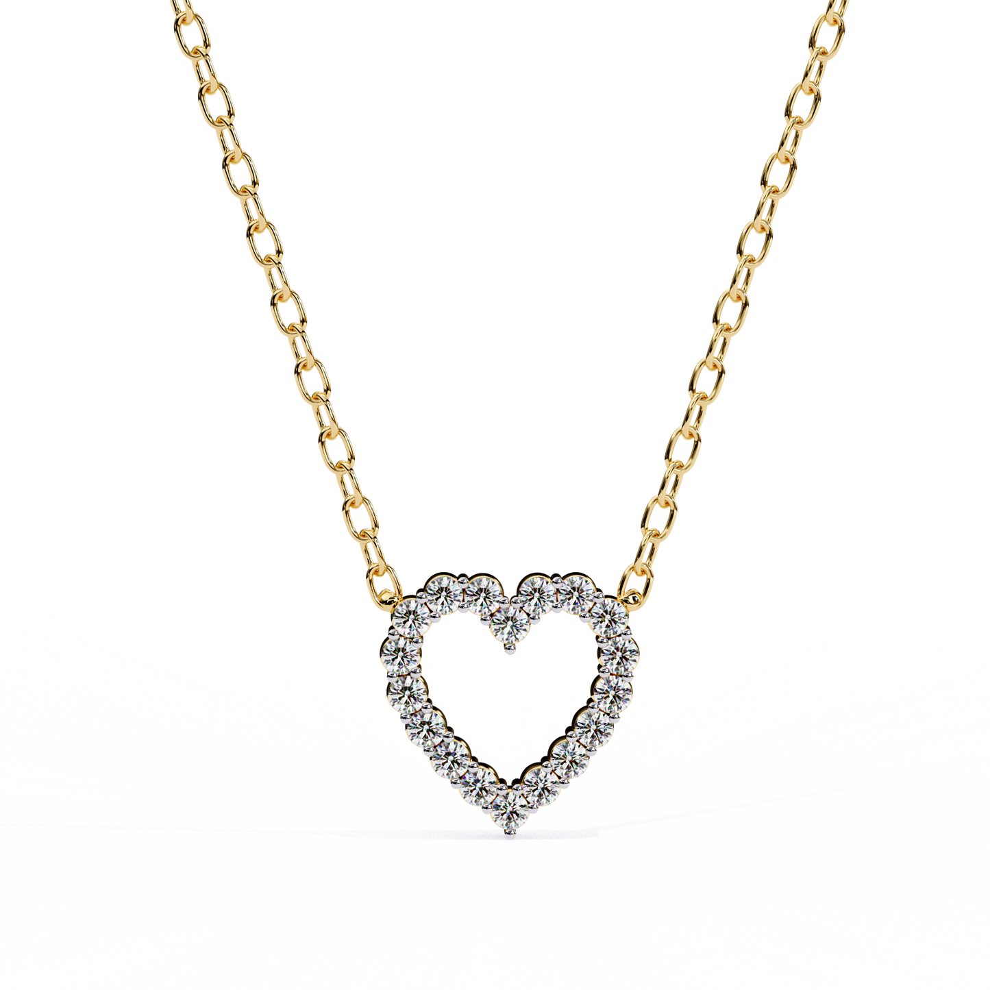 0.37ct Brilliant-Cut Diamond Pavé Heart Pendent Necklace in Yellow Gold Vermeil