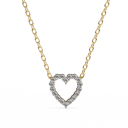 0.37ct Brilliant-Cut Diamond Pavé Heart Pendent Necklace in Yellow Gold Vermeil