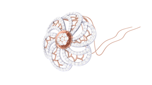 Filigree Petals Bloom Pendant In Gold - 1.04 Ct Brilliant Cut Diamonds
