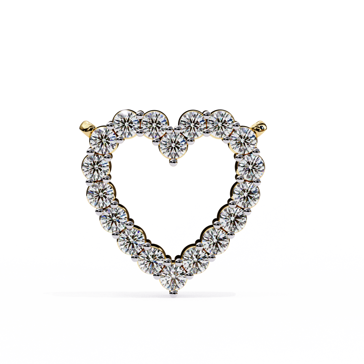0.37ct Brilliant-Cut Diamond Pavé Heart Pendent Necklace in Yellow Gold Vermeil