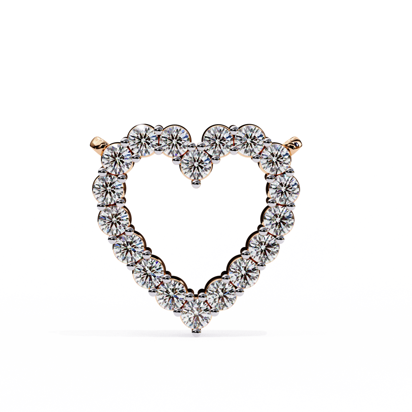 0.37ct Brilliant-Cut Diamond Pavé Heart Pendent Necklace in Yellow Gold Vermeil