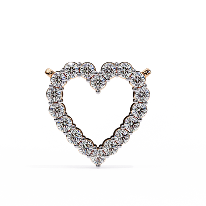 0.37ct Brilliant-Cut Diamond Pavé Heart Pendent Necklace in Yellow Gold Vermeil