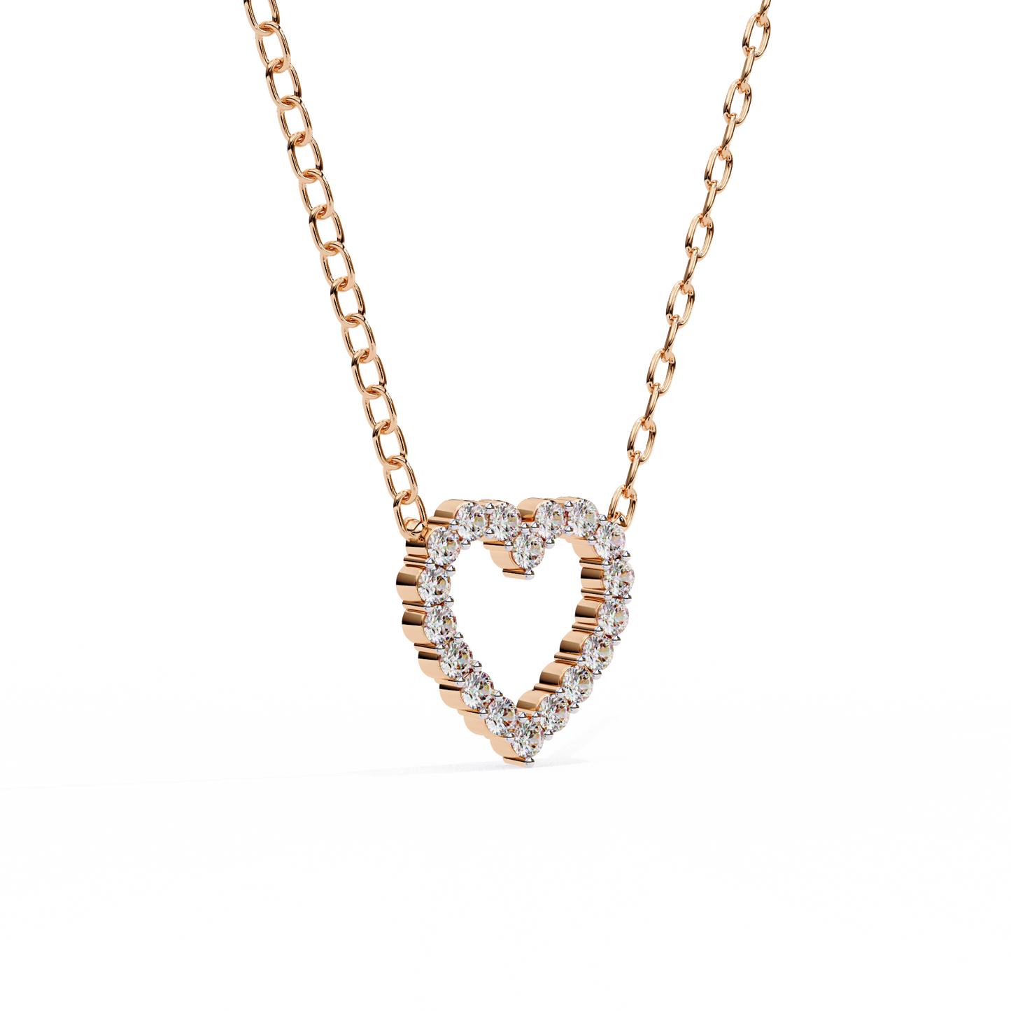 0.37ct Brilliant-Cut Diamond Pavé Heart Pendent Necklace in Yellow Gold Vermeil