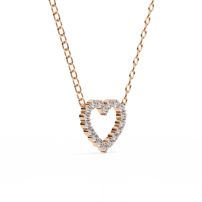 0.37ct Brilliant-Cut Diamond Pavé Heart Pendent Necklace in Yellow Gold Vermeil