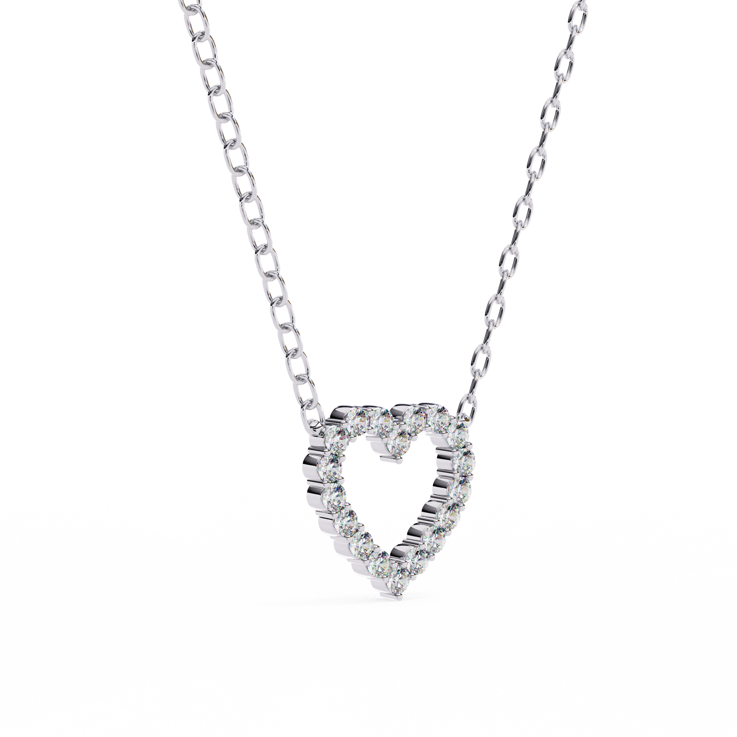 0.37ct Brilliant-Cut Diamond Pavé Heart Pendent Necklace in Yellow Gold Vermeil