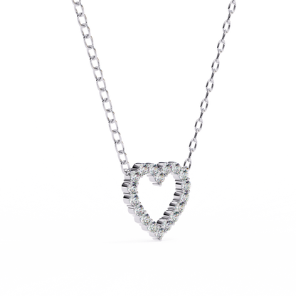 0.37ct Brilliant-Cut Diamond Pavé Heart Pendent Necklace in Yellow Gold Vermeil