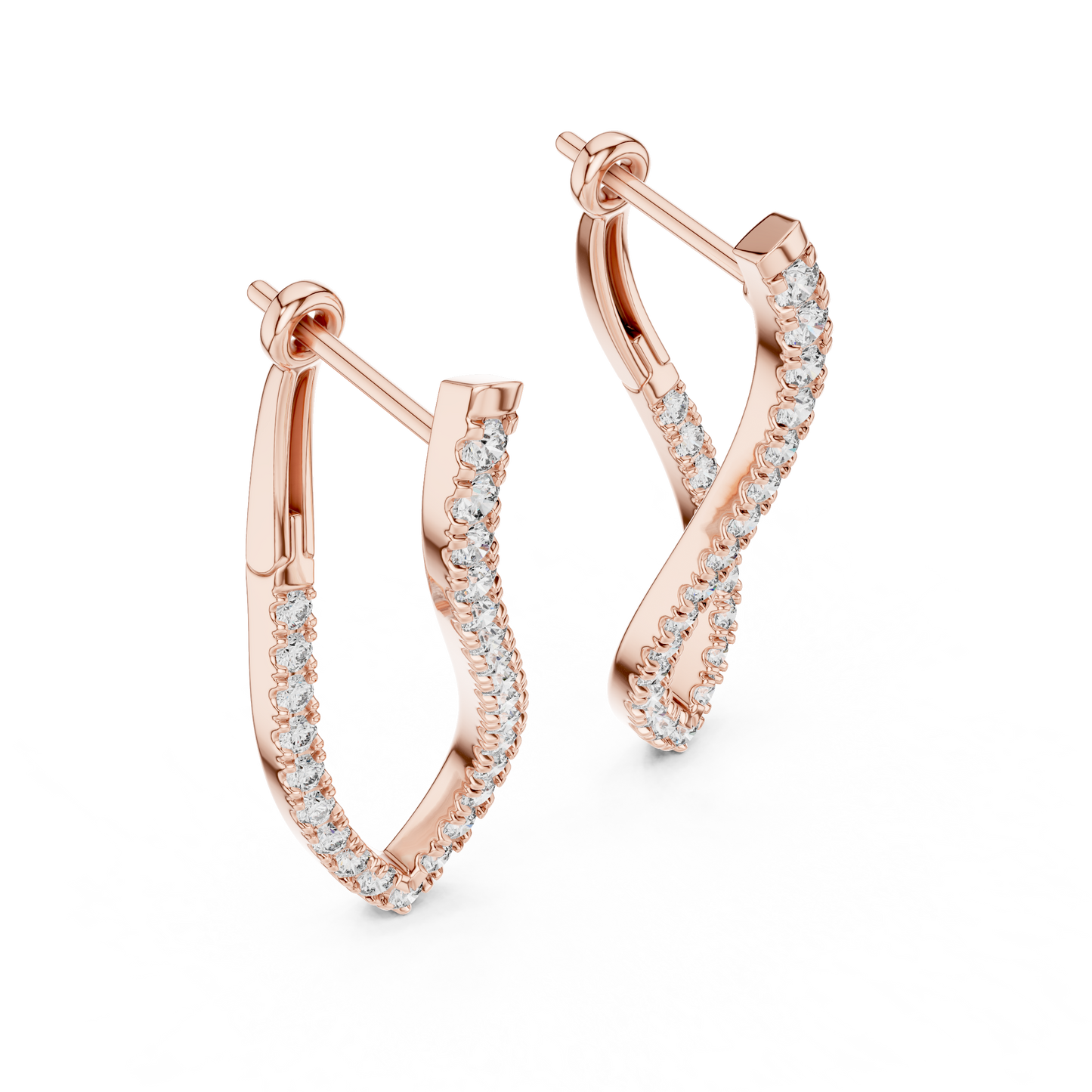 0.81 CTW Twisted Gold & Diamond Teardrop Earrings