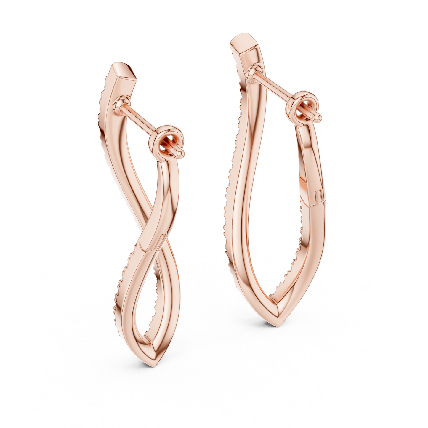 0.81 CTW Twisted Gold & Diamond Teardrop Earrings