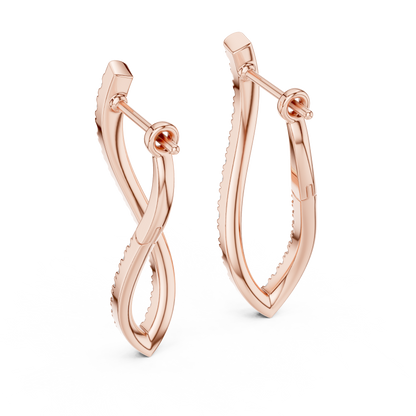 0.81 CTW Twisted Gold & Diamond Teardrop Earrings