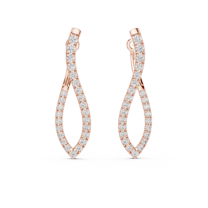 0.81 CTW Twisted Gold & Diamond Teardrop Earrings
