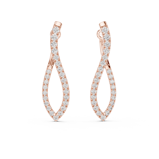 0.81 CTW Twisted Gold & Diamond Teardrop Earrings
