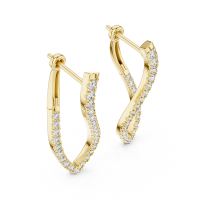 0.81 CTW Twisted Gold & Diamond Teardrop Earrings