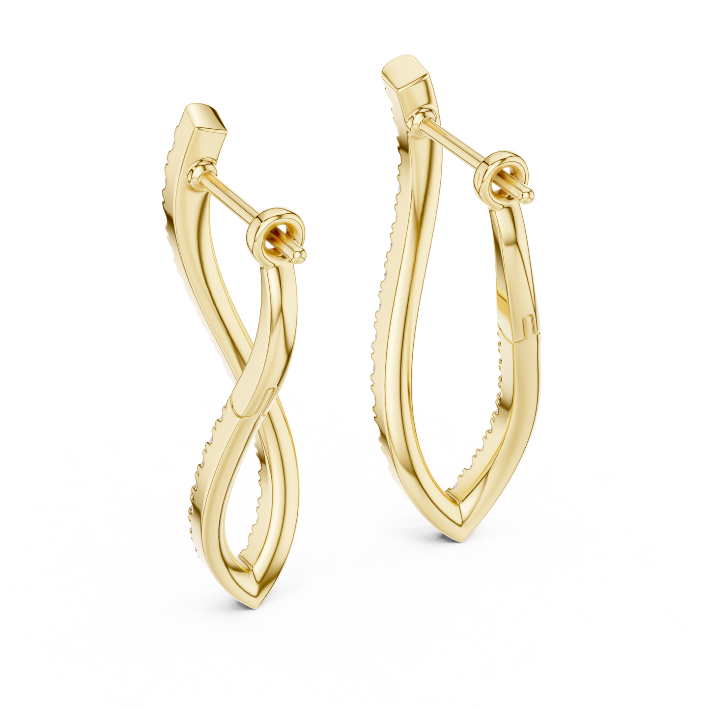 0.81 CTW Twisted Gold & Diamond Teardrop Earrings
