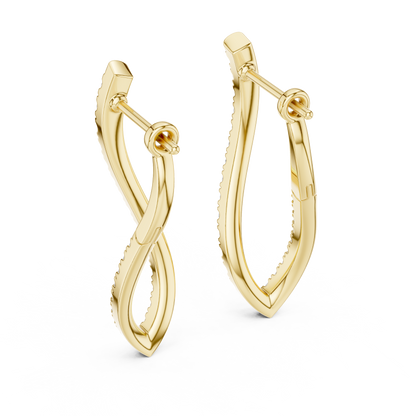0.81 CTW Twisted Gold & Diamond Teardrop Earrings