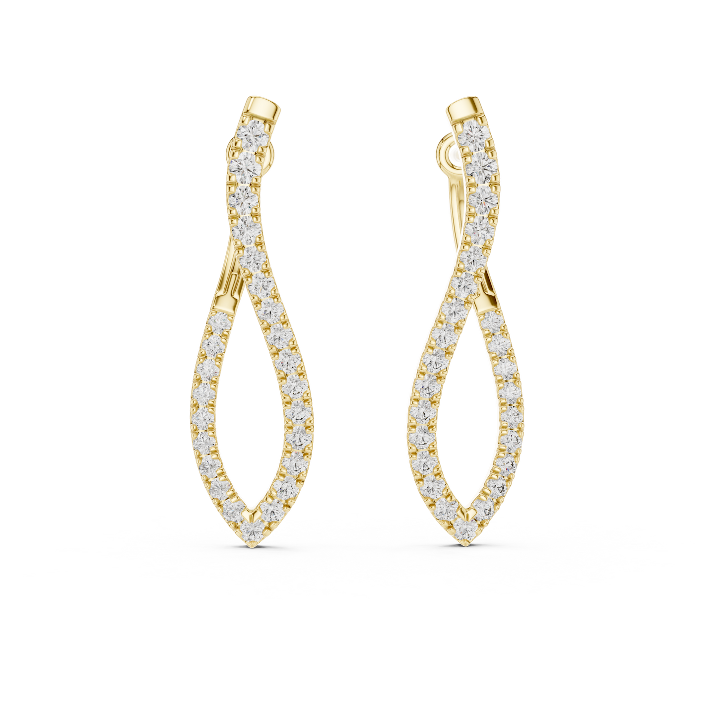 0.81 CTW Twisted Gold & Diamond Teardrop Earrings