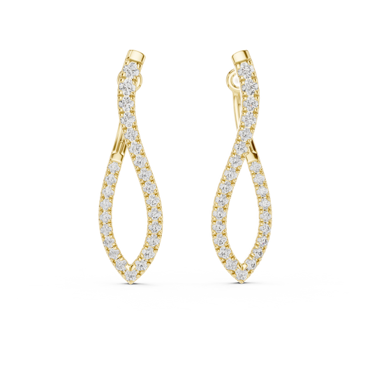 0.81 CTW Twisted Gold & Diamond Teardrop Earrings