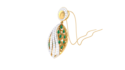 Peacock-Inspired Teardrop Pendant In Gold - 0.82 Ct Brilliant Cut Diamonds