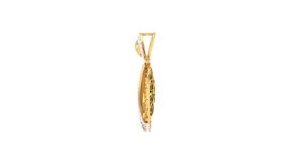Peacock-Inspired Teardrop Pendant In Gold - 0.82 Ct Brilliant Cut Diamonds