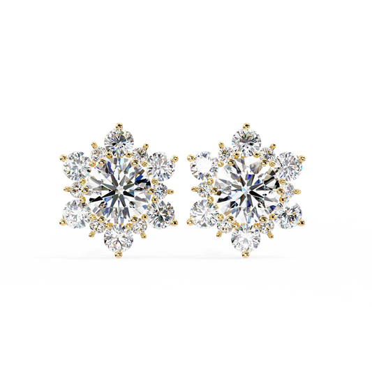 Elegant Snowflake Diamond Stud Earrings in Gold - 0.72 Ct